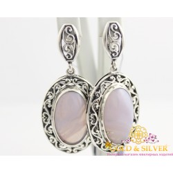 Серебряные серьги Лаура агат марокко 2372ам